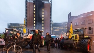 belgicko brusel protest traktor (TASR/AP)